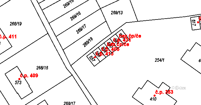 Kokory 405 na parcele st. 558 v KÚ Kokory, Katastrální mapa