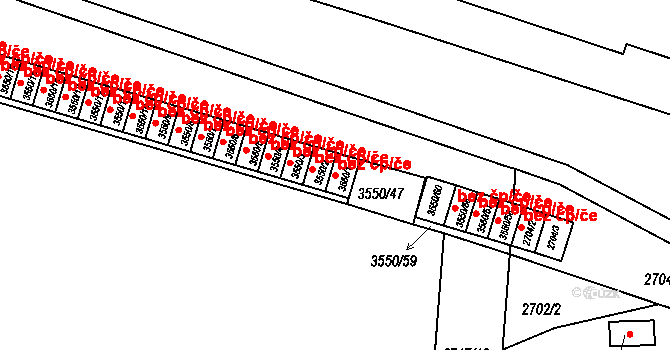 Holešov 48987417 na parcele st. 3550/1 v KÚ Holešov, Katastrální mapa