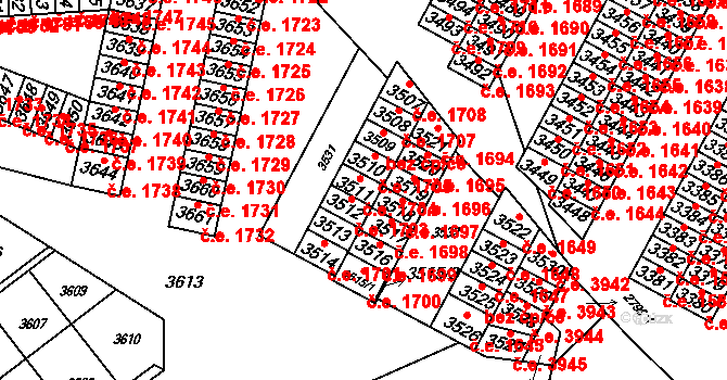 Město 1704, Havířov na parcele st. 3511 v KÚ Havířov-město, Katastrální mapa