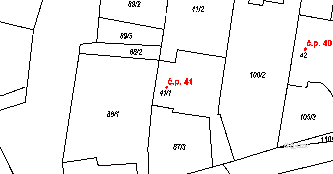 Bojenice 41, Bernartice na parcele st. 41/1 v KÚ Bojenice, Katastrální mapa