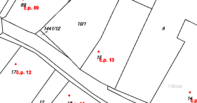 Prapořiště 13, Kdyně na parcele st. 15 v KÚ Prapořiště, Katastrální mapa
