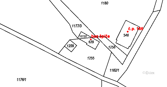 Bystřička 80229417 na parcele st. 1255 v KÚ Bystřička II, Katastrální mapa