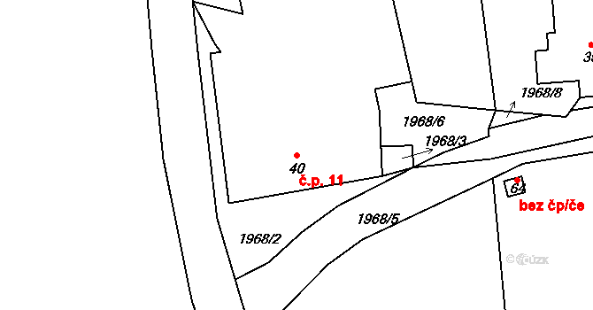 Malče 11, Besednice na parcele st. 40 v KÚ Malče, Katastrální mapa