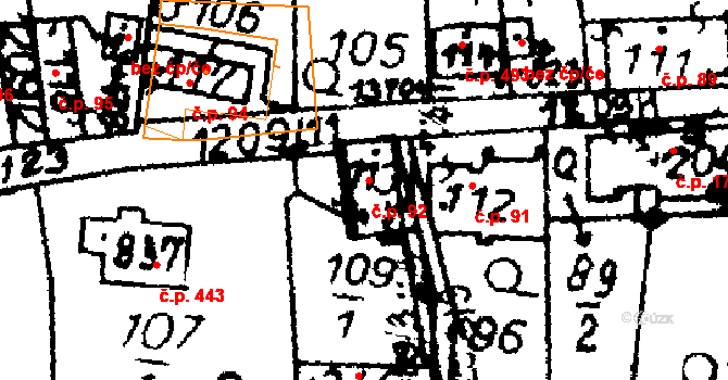 Častolovice 92 na parcele st. 113 v KÚ Častolovice, Katastrální mapa