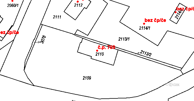 Rychnov nad Kněžnou 709 na parcele st. 2110 v KÚ Rychnov nad Kněžnou, Katastrální mapa