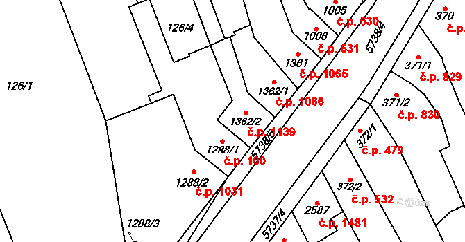 Kojetín I-Město 1139, Kojetín na parcele st. 1362/2 v KÚ Kojetín, Katastrální mapa