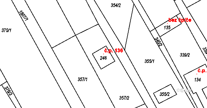 Chlístovice 136 na parcele st. 246 v KÚ Chlístovice, Katastrální mapa