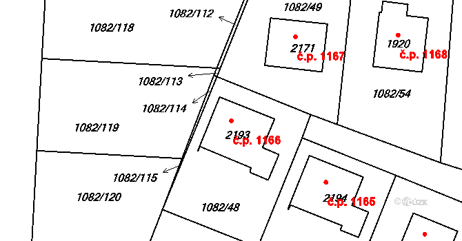 Dobříš 1166 na parcele st. 2193 v KÚ Dobříš, Katastrální mapa