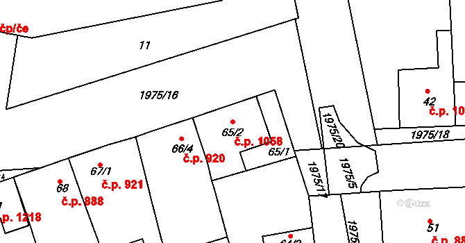 Mistřín 1058, Svatobořice-Mistřín na parcele st. 65/2 v KÚ Mistřín, Katastrální mapa