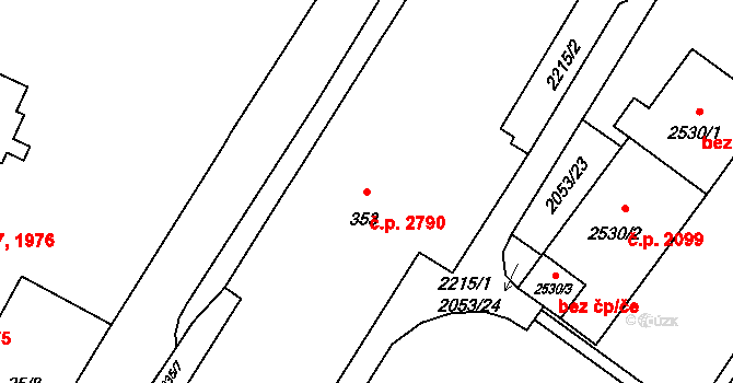 Šumperk 2790 na parcele st. 353 v KÚ Šumperk, Katastrální mapa