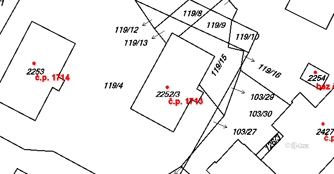 Brandýs nad Labem 1713, Brandýs nad Labem-Stará Boleslav na parcele st. 2252/3 v KÚ Brandýs nad Labem, Katastrální mapa
