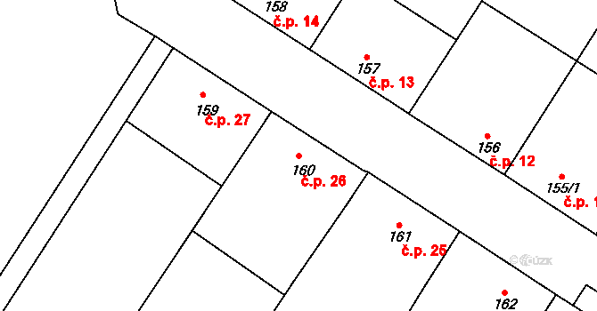 Marianín 26, Lipovec na parcele st. 160 v KÚ Lipovec u Blanska, Katastrální mapa