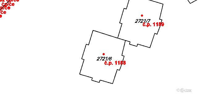 Hulín 1188 na parcele st. 2721/6 v KÚ Hulín, Katastrální mapa