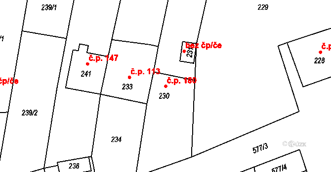 Bystrovany 180 na parcele st. 230 v KÚ Bystrovany, Katastrální mapa