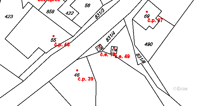 Strachaly 19, Snědovice na parcele st. 115 v KÚ Strachaly, Katastrální mapa