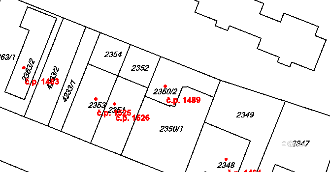 Roudnice nad Labem 1489 na parcele st. 2350/2 v KÚ Roudnice nad Labem, Katastrální mapa