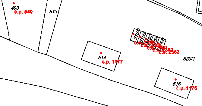 Střekov 1177, Ústí nad Labem na parcele st. 514 v KÚ Střekov, Katastrální mapa