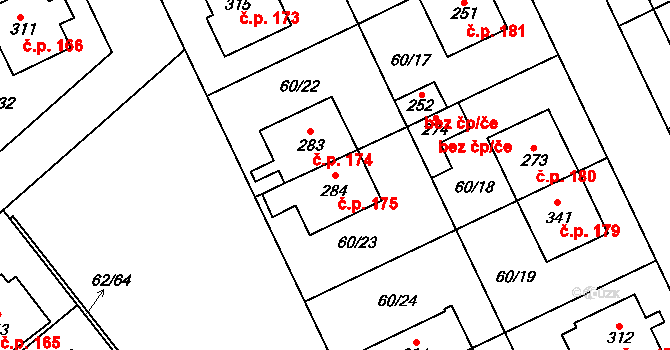 Kluk 175, Poděbrady na parcele st. 284 v KÚ Kluk, Katastrální mapa