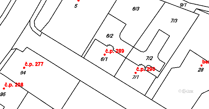 Pudlov 289, Bohumín na parcele st. 6/1 v KÚ Pudlov, Katastrální mapa