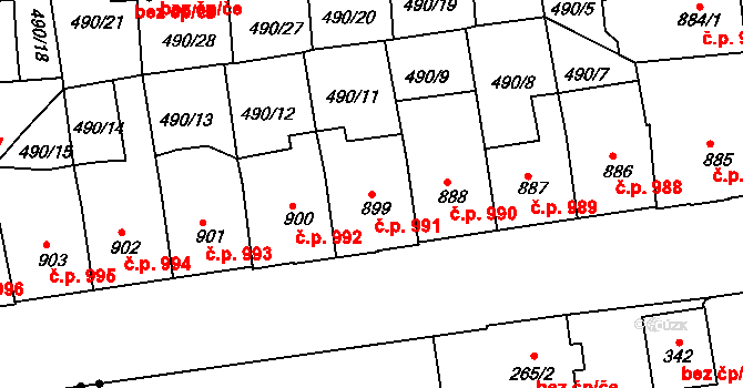 Předměstí 991, Svitavy na parcele st. 899 v KÚ Svitavy-předměstí, Katastrální mapa