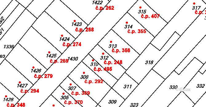 Bosonohy 248, Brno na parcele st. 312 v KÚ Bosonohy, Katastrální mapa