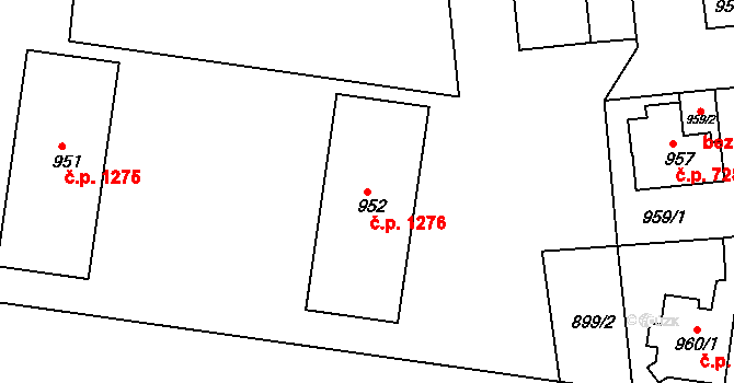 Sokolov 1276 na parcele st. 952 v KÚ Sokolov, Katastrální mapa