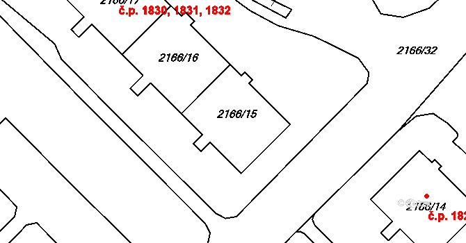 Stodůlky 1830,1831,1832, Praha na parcele st. 2166/15 v KÚ Stodůlky, Katastrální mapa