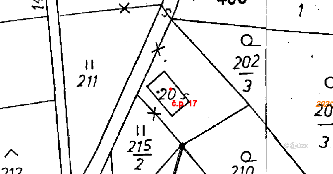 Jeřmanice 17 na parcele st. 20 v KÚ Jeřmanice, Katastrální mapa