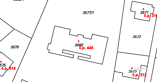 Liberec V-Kristiánov 445, Liberec na parcele st. 3580 v KÚ Liberec, Katastrální mapa