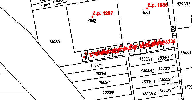 Šlapanice 334 na parcele st. 1803/4 v KÚ Šlapanice u Brna, Katastrální mapa