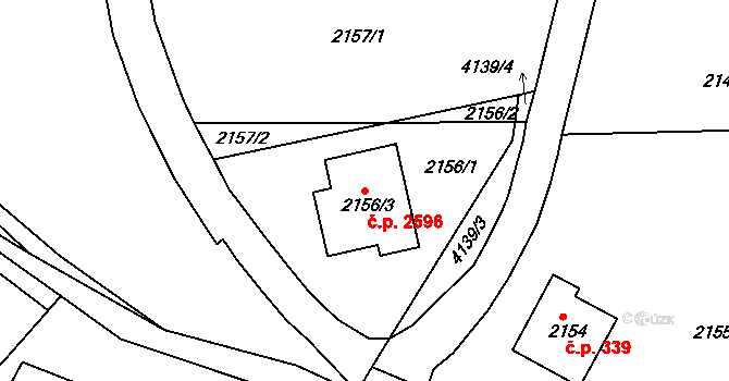 Dejvice 2596, Praha na parcele st. 2156/3 v KÚ Dejvice, Katastrální mapa