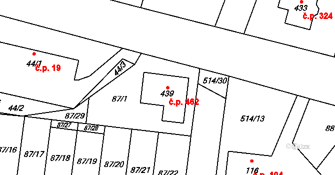 Srch 462 na parcele st. 439 v KÚ Srch, Katastrální mapa