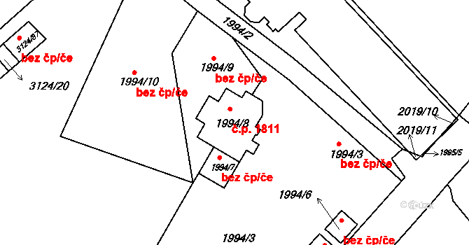 Braník 1811, Praha na parcele st. 1994/8 v KÚ Braník, Katastrální mapa