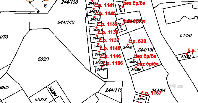 Dobšice 1145 na parcele st. 244/19 v KÚ Dobšice u Znojma, Katastrální mapa