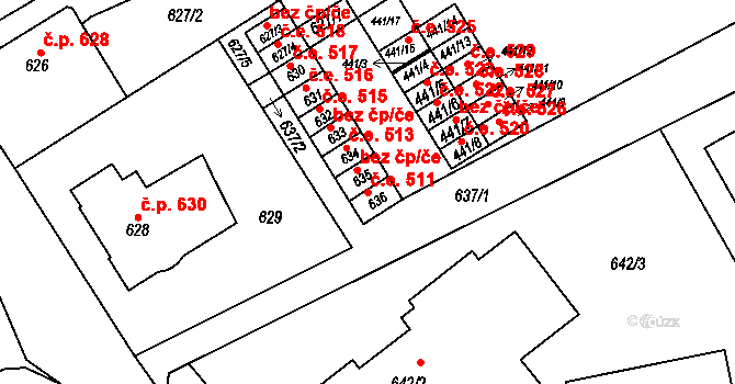 Moravský Krumlov 511 na parcele st. 636 v KÚ Moravský Krumlov, Katastrální mapa