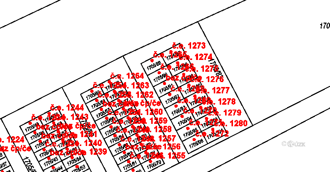 Kopřivnice 1267 na parcele st. 1705/91 v KÚ Kopřivnice, Katastrální mapa