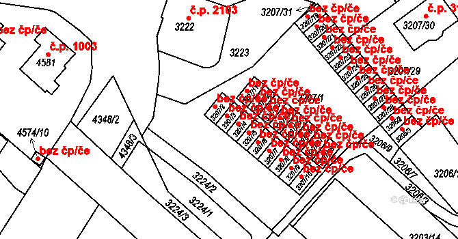Teplice 39142418 na parcele st. 3207/3 v KÚ Teplice, Katastrální mapa