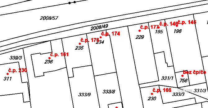 Louky 174, Zlín na parcele st. 234 v KÚ Louky nad Dřevnicí, Katastrální mapa