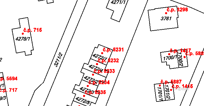 Zlín 5231 na parcele st. 4272/1 v KÚ Zlín, Katastrální mapa