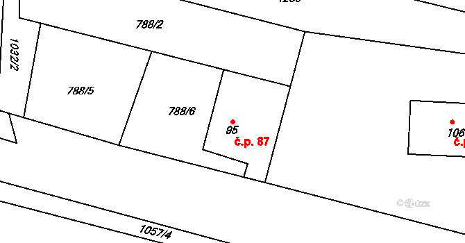 Malé Heraltice 87, Velké Heraltice na parcele st. 95 v KÚ Malé Heraltice, Katastrální mapa