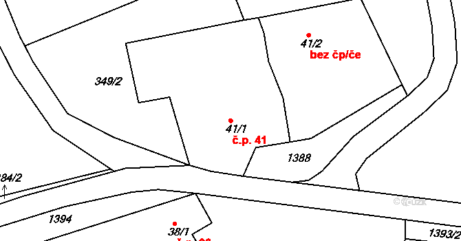 Milenovice 41, Protivín na parcele st. 41/1 v KÚ Milenovice, Katastrální mapa