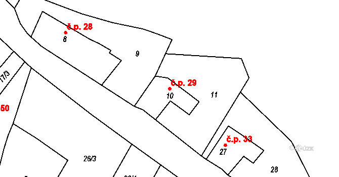 Beroun-Hostim 29, Beroun na parcele st. 10 v KÚ Hostim u Berouna, Katastrální mapa
