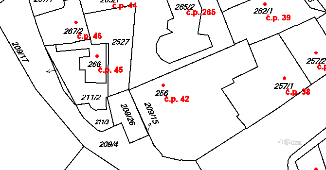 Beroun-Závodí 42, Beroun na parcele st. 256 v KÚ Beroun, Katastrální mapa