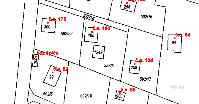 Předenice 83 na parcele st. 93/1 v KÚ Předenice, Katastrální mapa