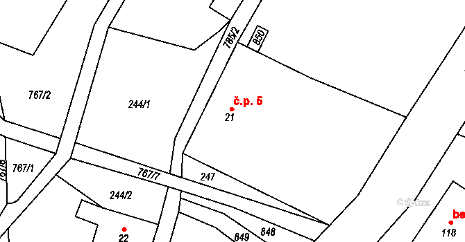 Bukovice 5, Písařov na parcele st. 21 v KÚ Bukovice u Písařova, Katastrální mapa