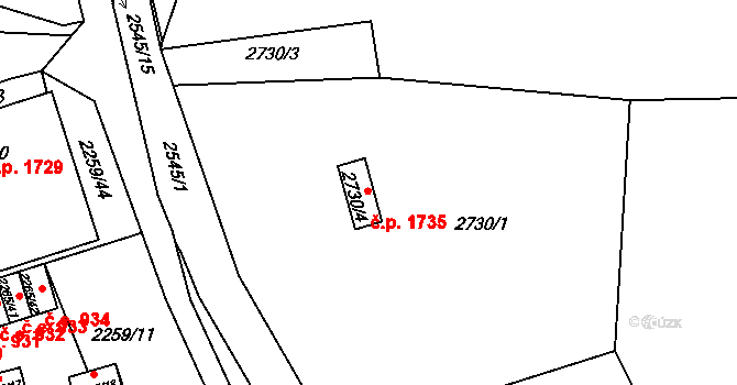Horní Litvínov 1735, Litvínov na parcele st. 2730/4 v KÚ Horní Litvínov, Katastrální mapa