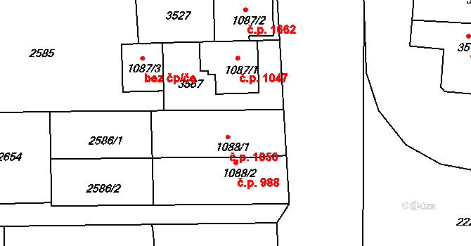 Humpolec 1050 na parcele st. 1088/1 v KÚ Humpolec, Katastrální mapa