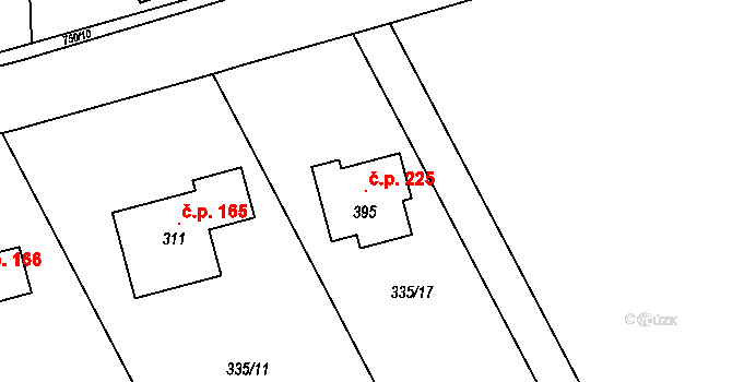 Karpentná 225, Třinec na parcele st. 395 v KÚ Karpentná, Katastrální mapa