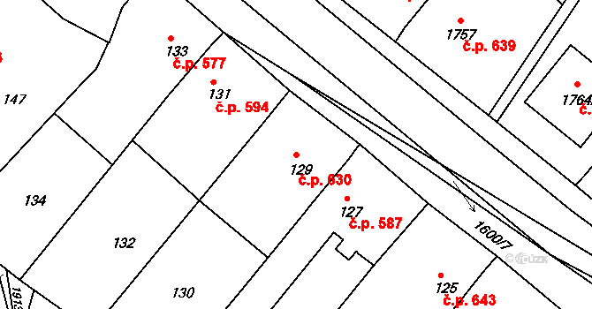 Morkovice 630, Morkovice-Slížany na parcele st. 129 v KÚ Slížany, Katastrální mapa