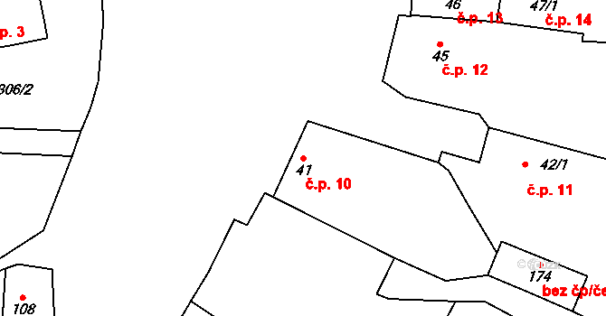 Polipsy 10, Čestín na parcele st. 41 v KÚ Polipsy, Katastrální mapa
